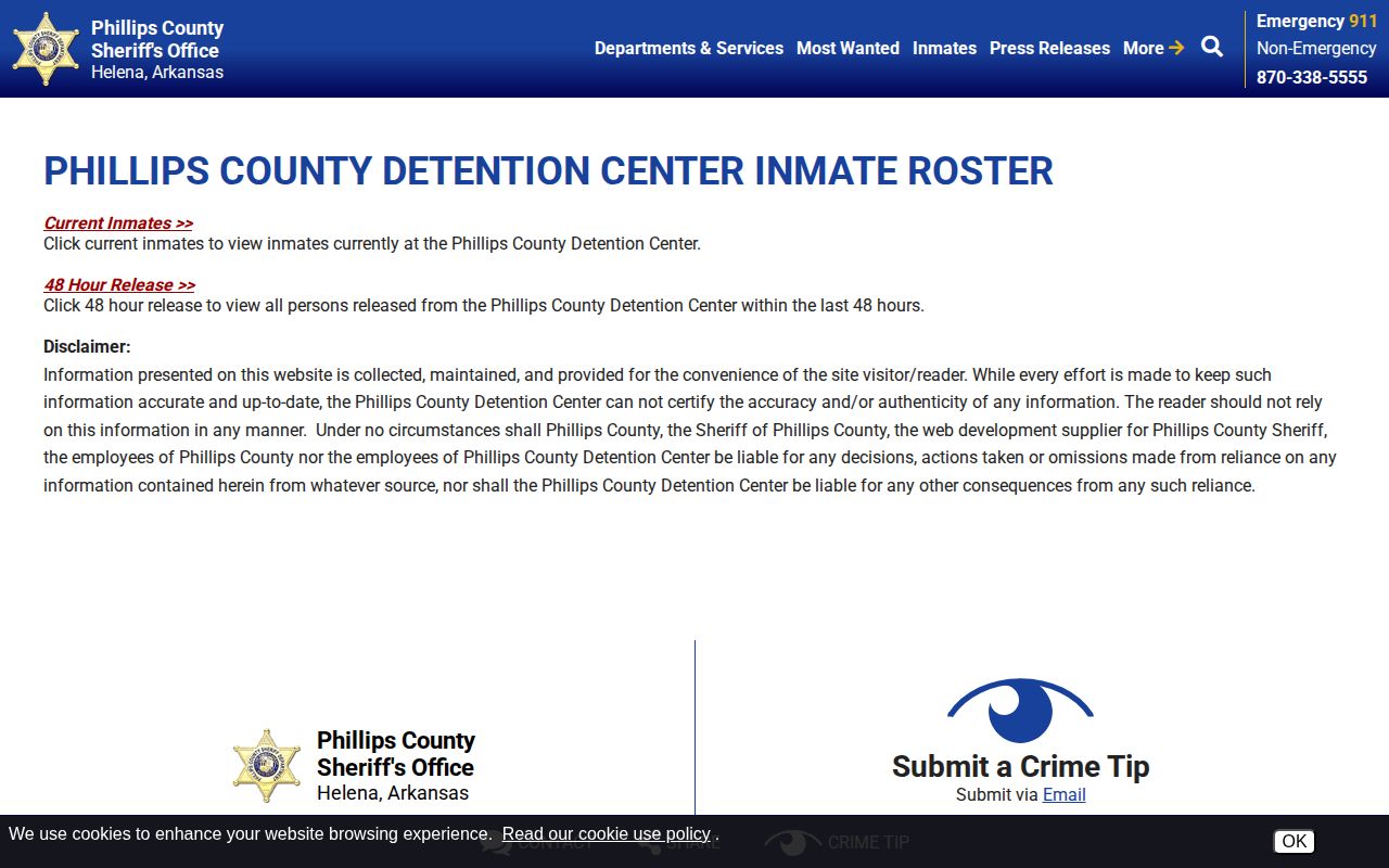 Phillips County official current and release roster choices