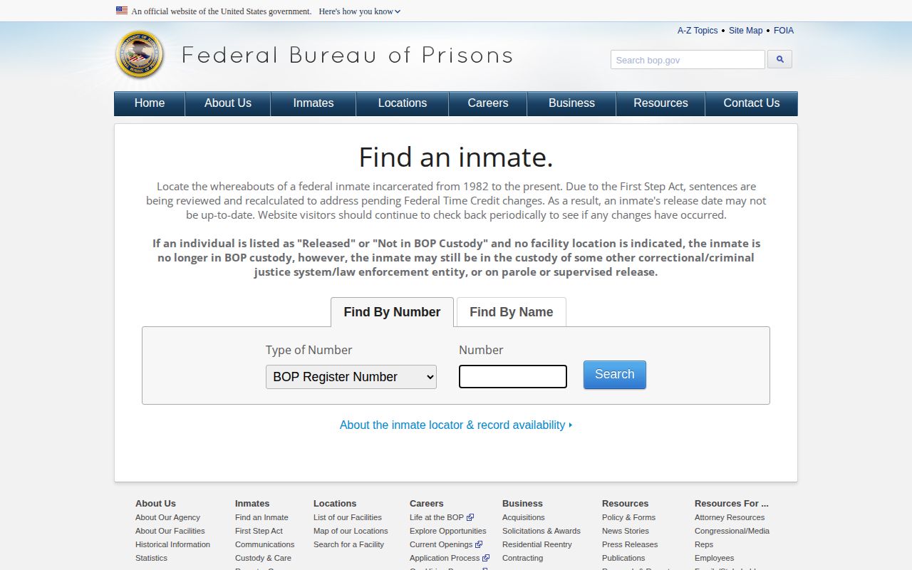 Federal Bureau of Prisons locator for a Phillips County crime news follow-up